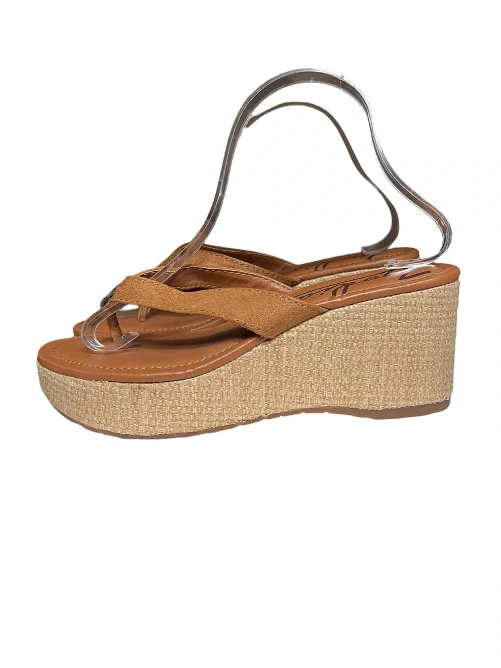 🌻EUC Zodiac Rio Thong Platform Wedge Sandals Chestnut Brown Raffia Espadrille 8